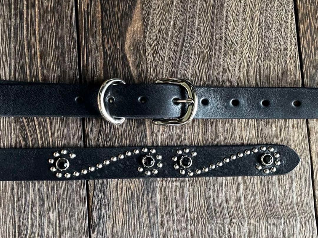 オーダー品 スタッズナローロングベルト シルバーS字 2連 ミッスーリ