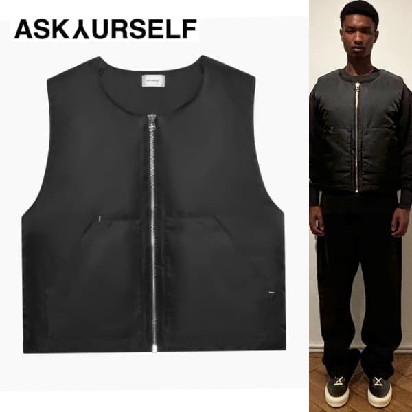 ASKYURSELF NYLON PUFFER BOMBER VEST M 黒 Prada Men's Re-Nylon Puffer Vest | Neiman Marcus