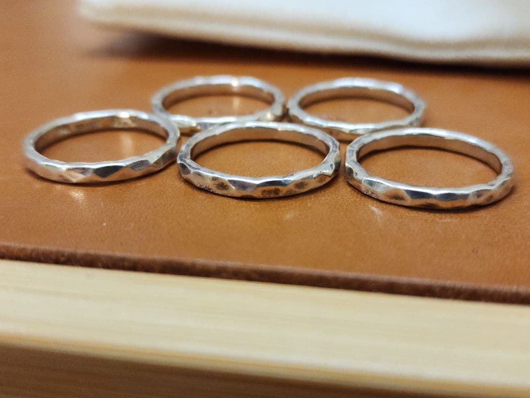 市松 silver シルバー 5連リング 16号 市松