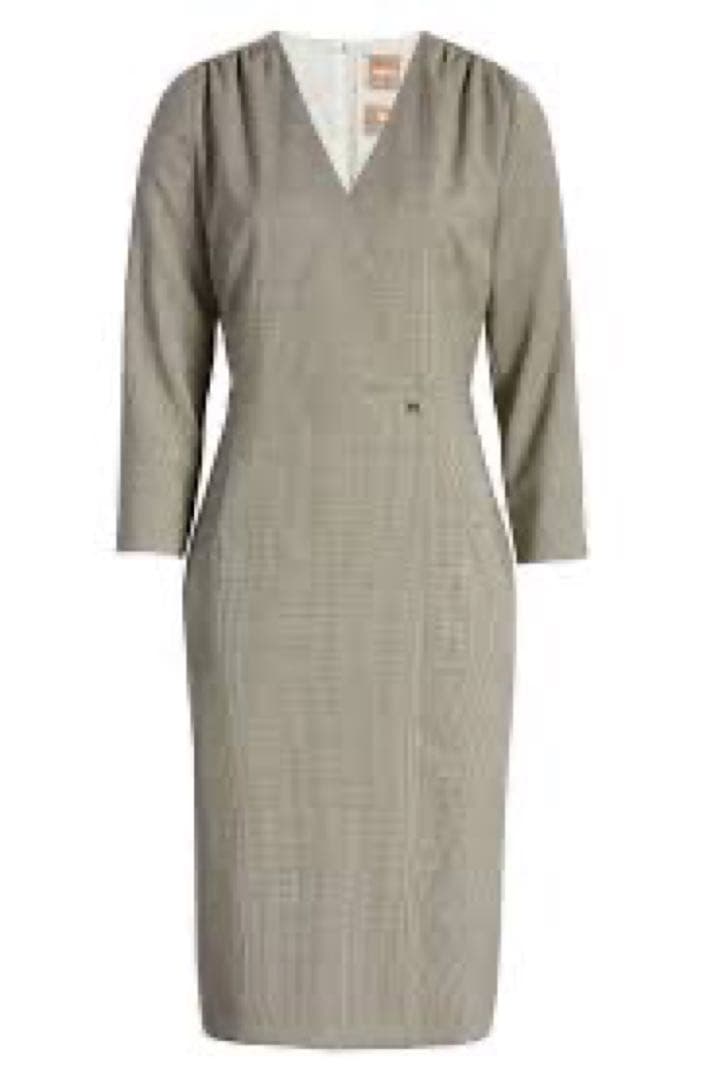 Hugo Boss 長袖 膝丈ドレス BOSS（HUGO BOSS） ワンピース クロップドスリーブ ドレス プリッセ