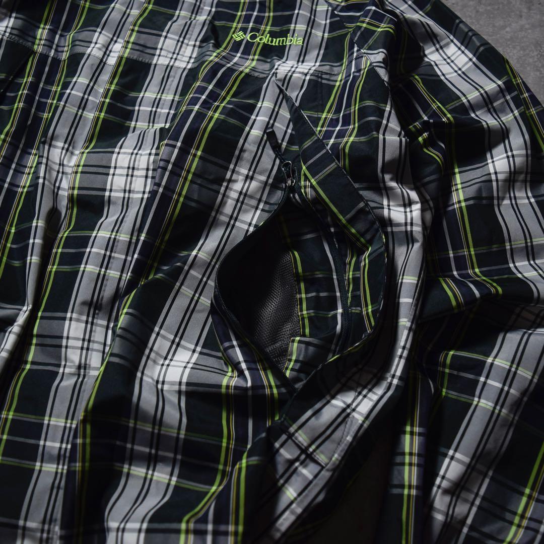 00s Columbia ナイロンシェルジャケット チェック柄 テック系 y2k