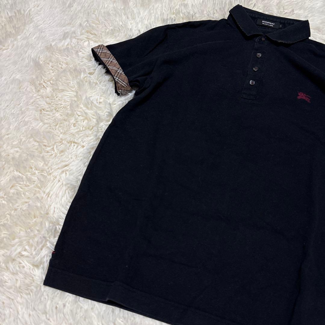 ▪️バーバリーブラックレーベル ポロシャツ ワンポイント 黒 襟裏ノバ