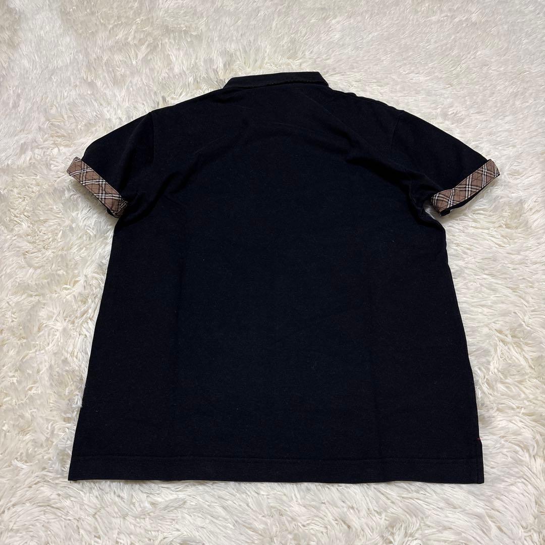 ▪️バーバリーブラックレーベル ポロシャツ ワンポイント 黒 襟裏ノバ
