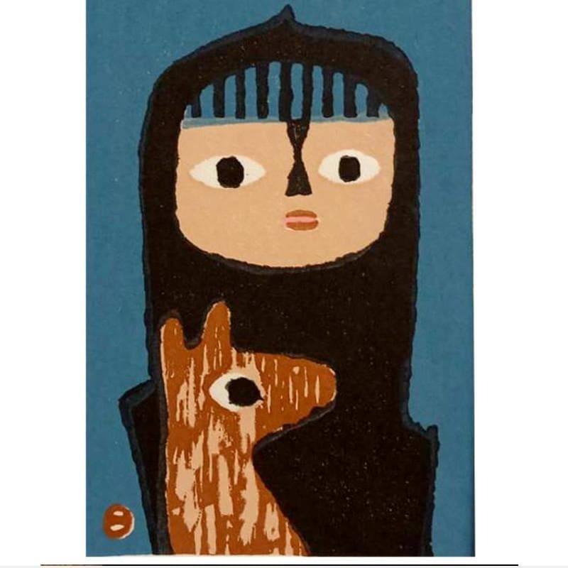 ☆畦地梅太郎☆「子供と犬」手刷り木版画 インチサイズ 新品！ - メルカリ