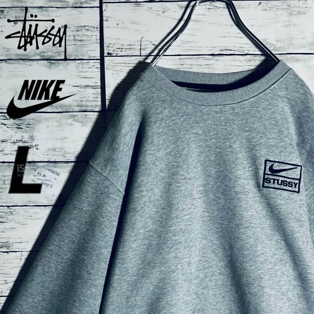 【限定コラボ】ステューシー×ナイキ☆ワンポイント刺繍ロゴ　裏起毛　2XL相当 限定コラボ】ステューシー×ナイキ☆ワンポイント刺繍ロゴ 裏起毛 2XL