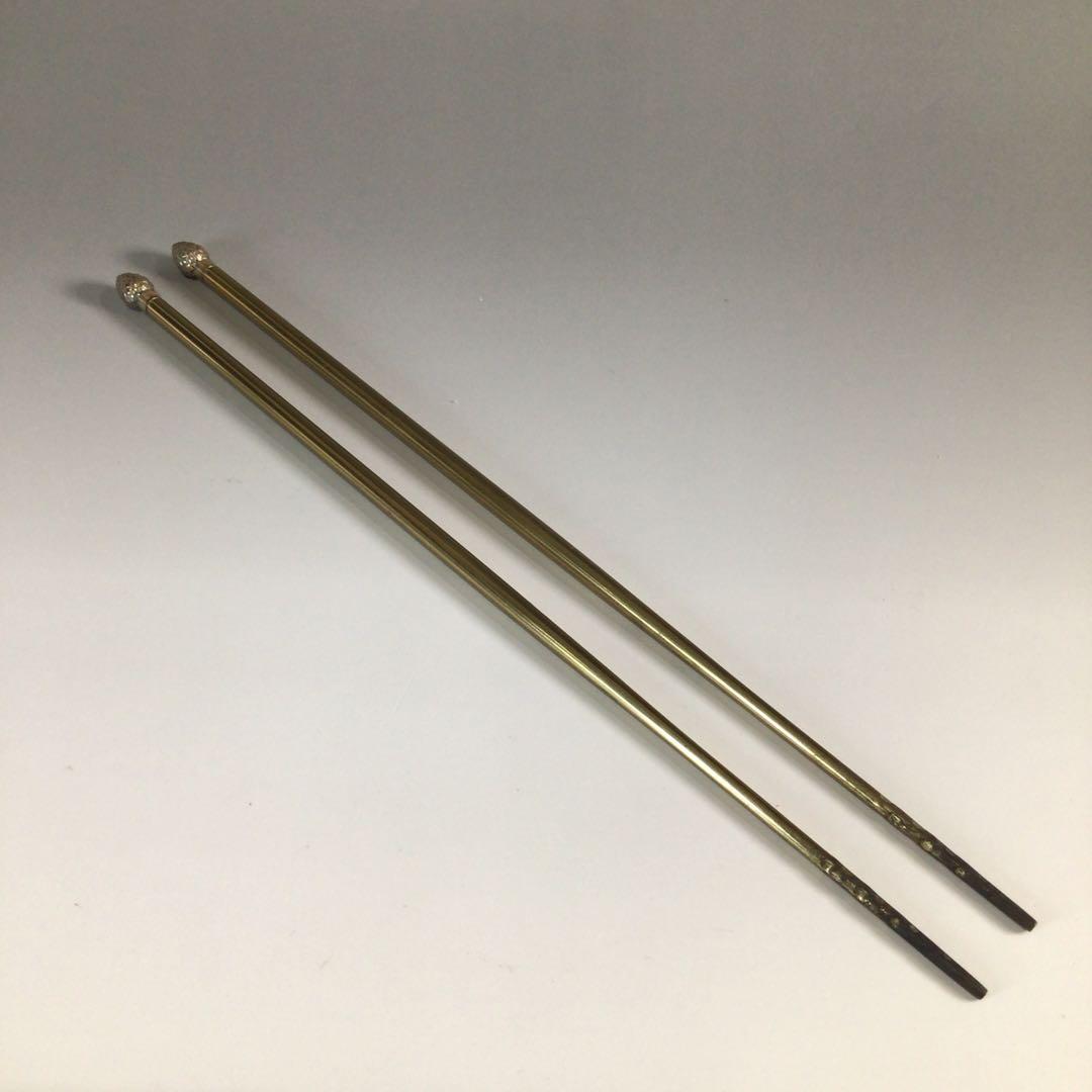 P747 火箸 『木村清雲造』『南鐐』『松笠頭』『飾火箸』 共箱 茶道具