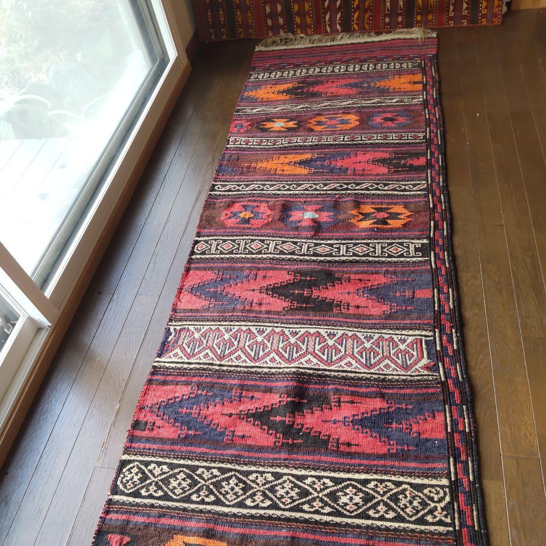 　アフガンキリム　バルーチ族　ランナー　廊下用 アフガニスタン 2000年代 キリム】バルーチ族-ヴィンテージラグ専門店