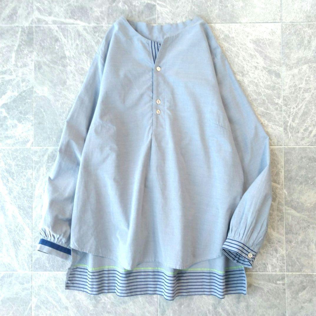 039 Huyo様 パラスパレス コットンブロード ノーカラーシャツ ブラウス LOEFF（ロエフ）の「＜LOEFF＞コットン ブロード バンドカラーシャツ