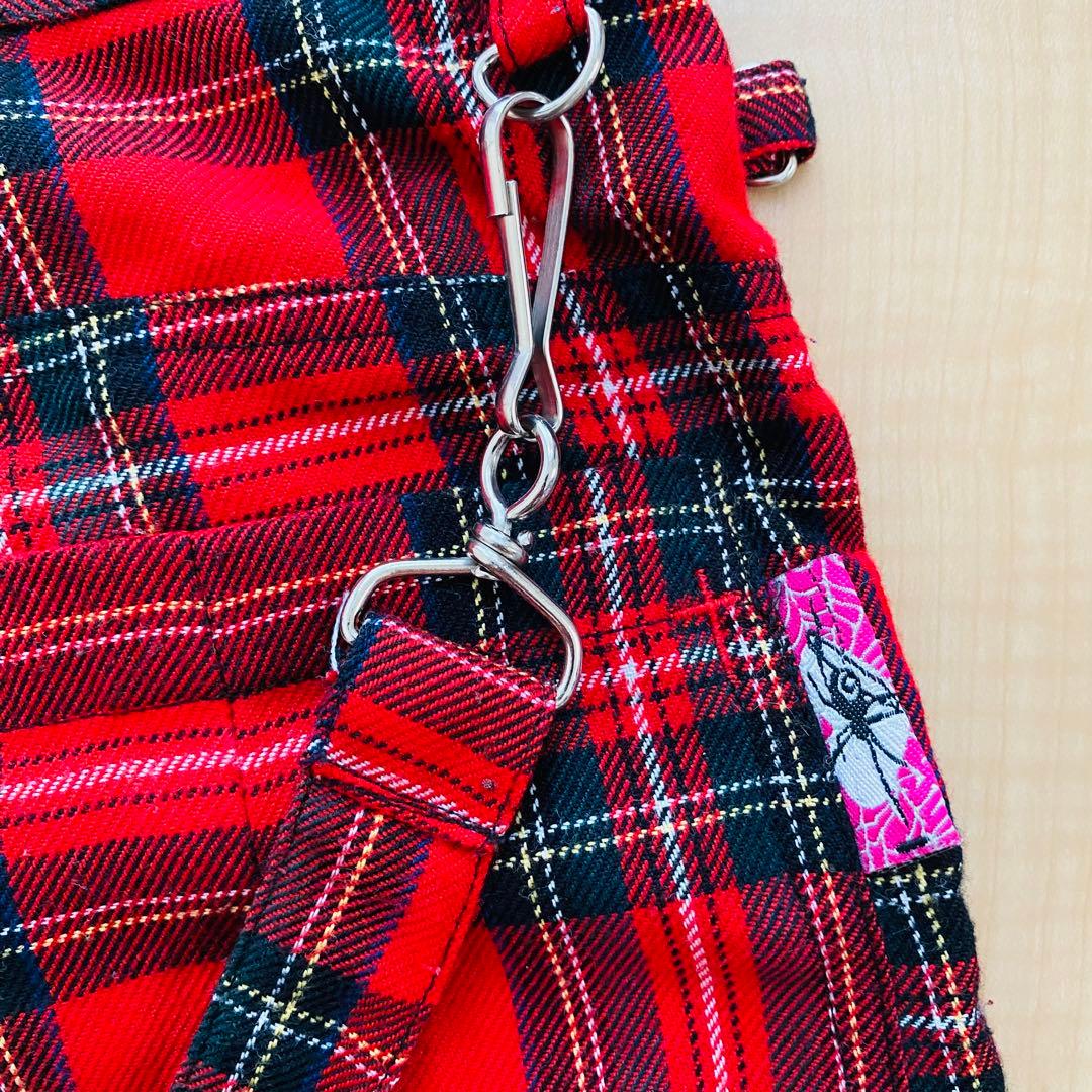 M∀D GirL】サスペンダーつきショートパンツ｜赤チェックMサイズ