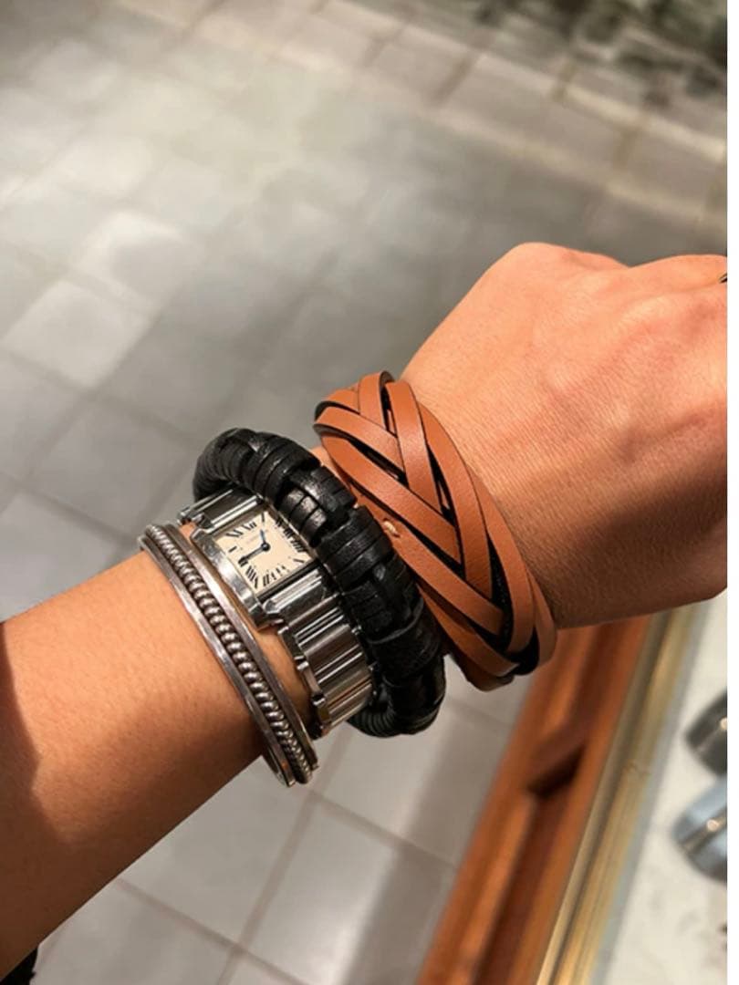 LOEWEロエベ　ウーブン バングル LOEWE - ロエベ ウーブンバングル ブラウンMサイズの通販 by