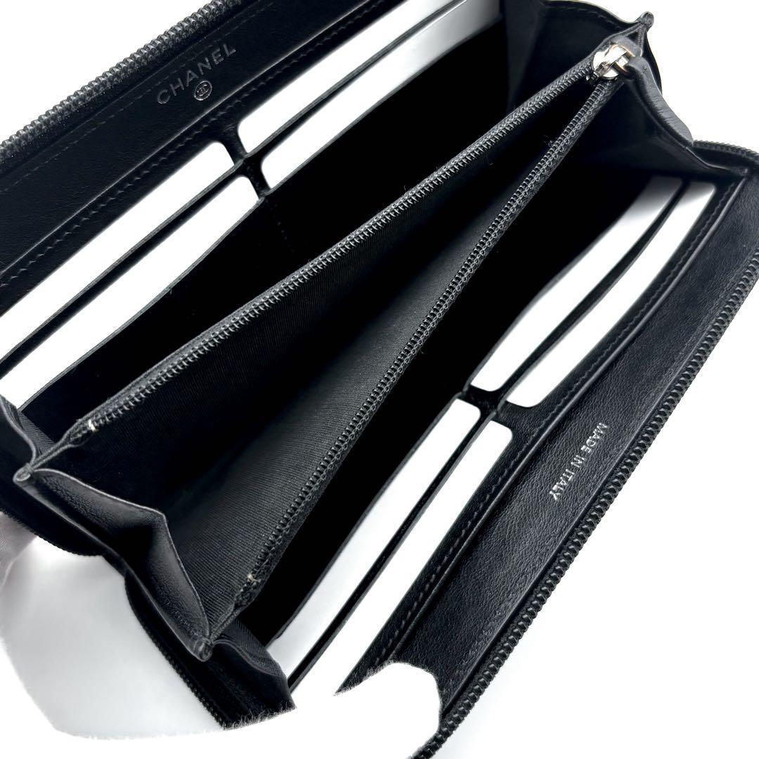 極美品✨新型】シャネル 長財布 ココステッチ キャビア ラウンド