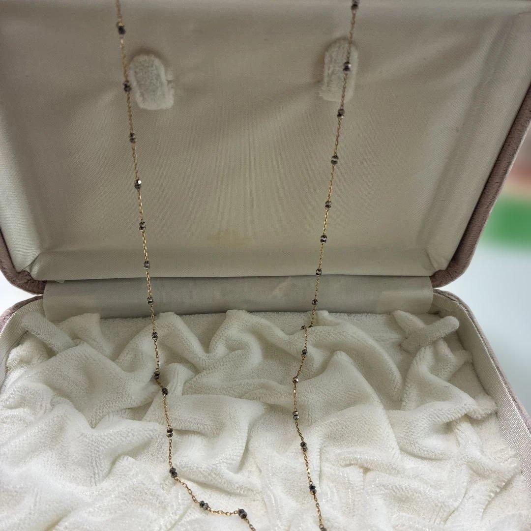 キラキラK18YGブラックコーティング素敵なロングチェーンネックレス