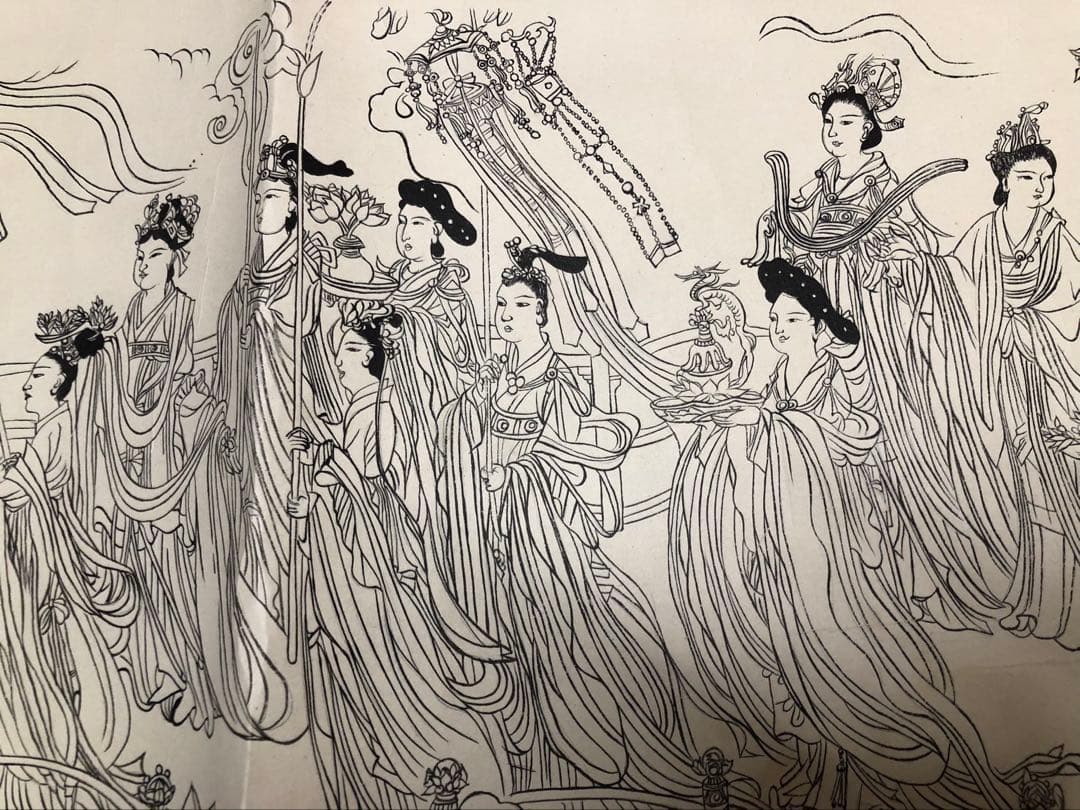 中国美術 佛画 巻物 傅香 絵［八十七仙人図］紙本 肉筆