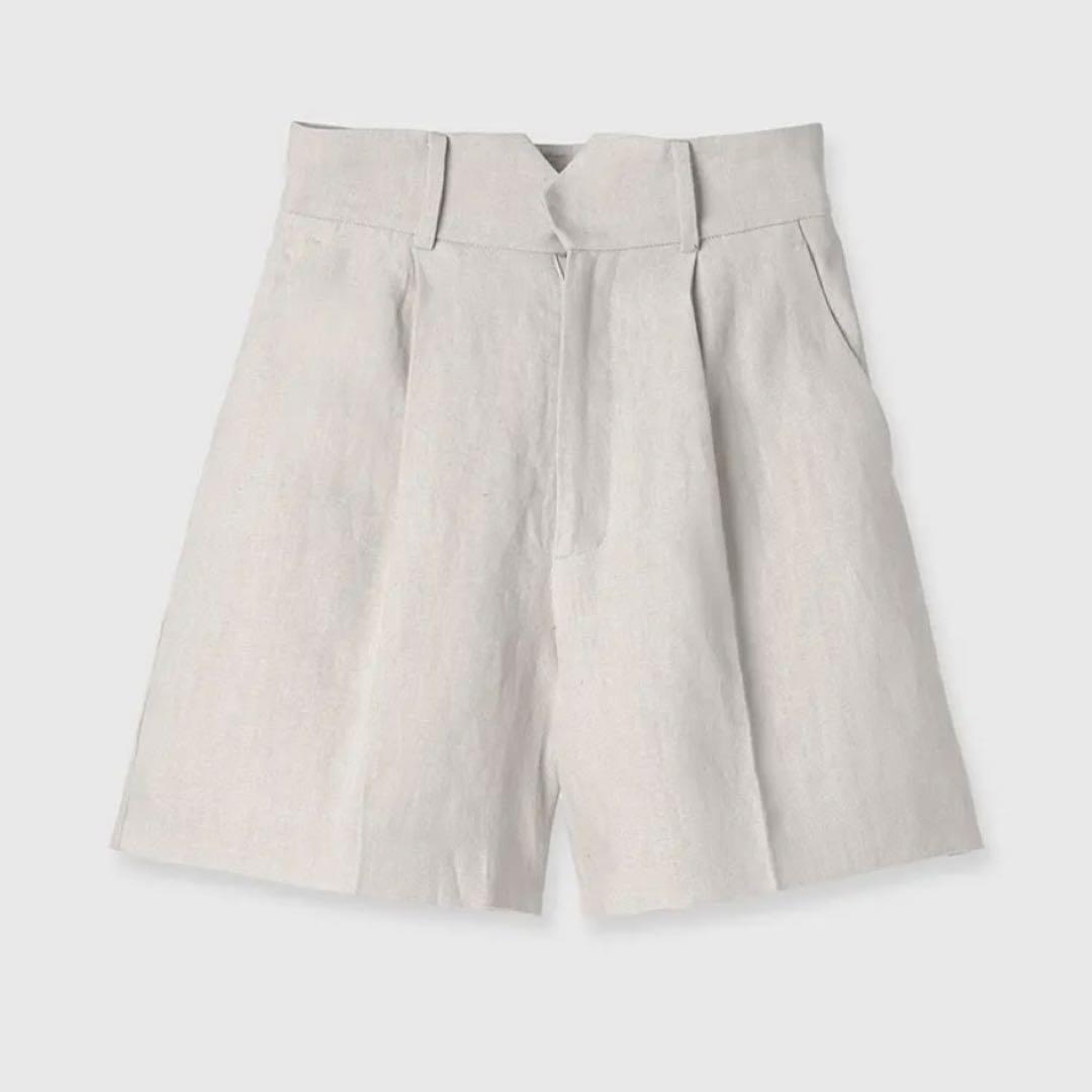 【タグ付き新品】anuans リネンバミューダパンツ　beige アニュアンス anuans リネンバミューダパンツ （BEIGE） -ファッション