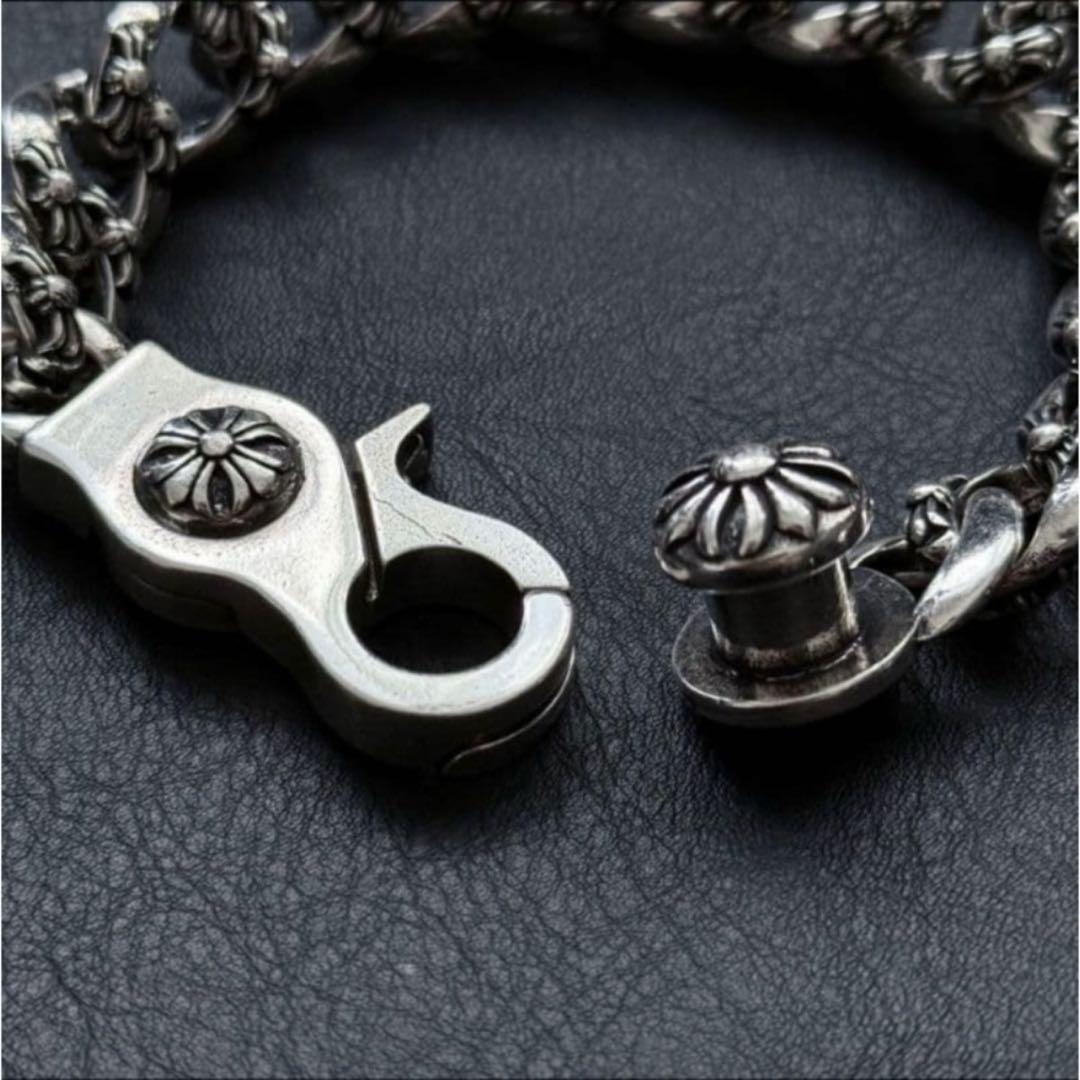 シルバー925刻印あり ファンシーリンク チェーン シルバーブレスレット