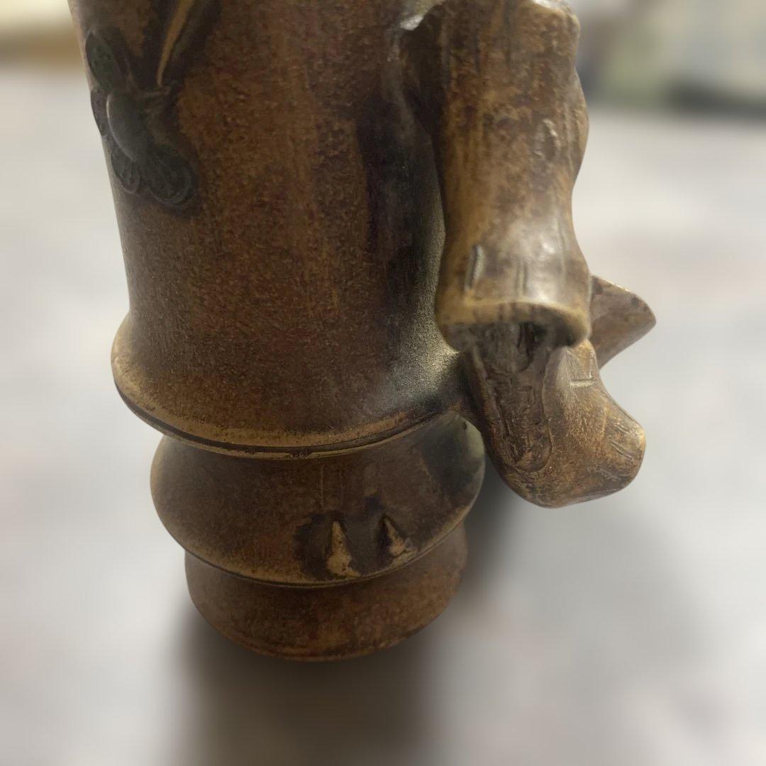 花瓶 置物 中国美術 竹形朱泥 紫砂 アンティーク