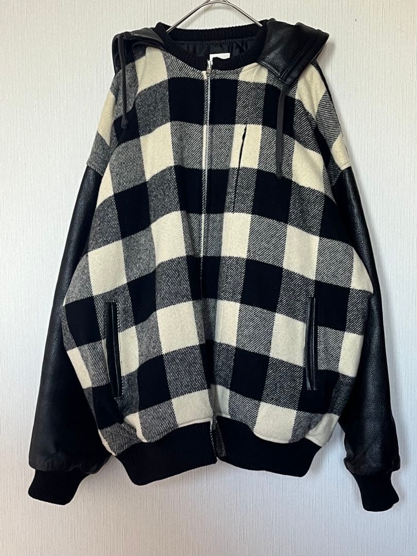 希少 美品 REVOLVER ウール レザー オーバーサイズ ジャケット XL Rocky Monroe（ロッキーモンロー） 革ジャン ライダース オーバー