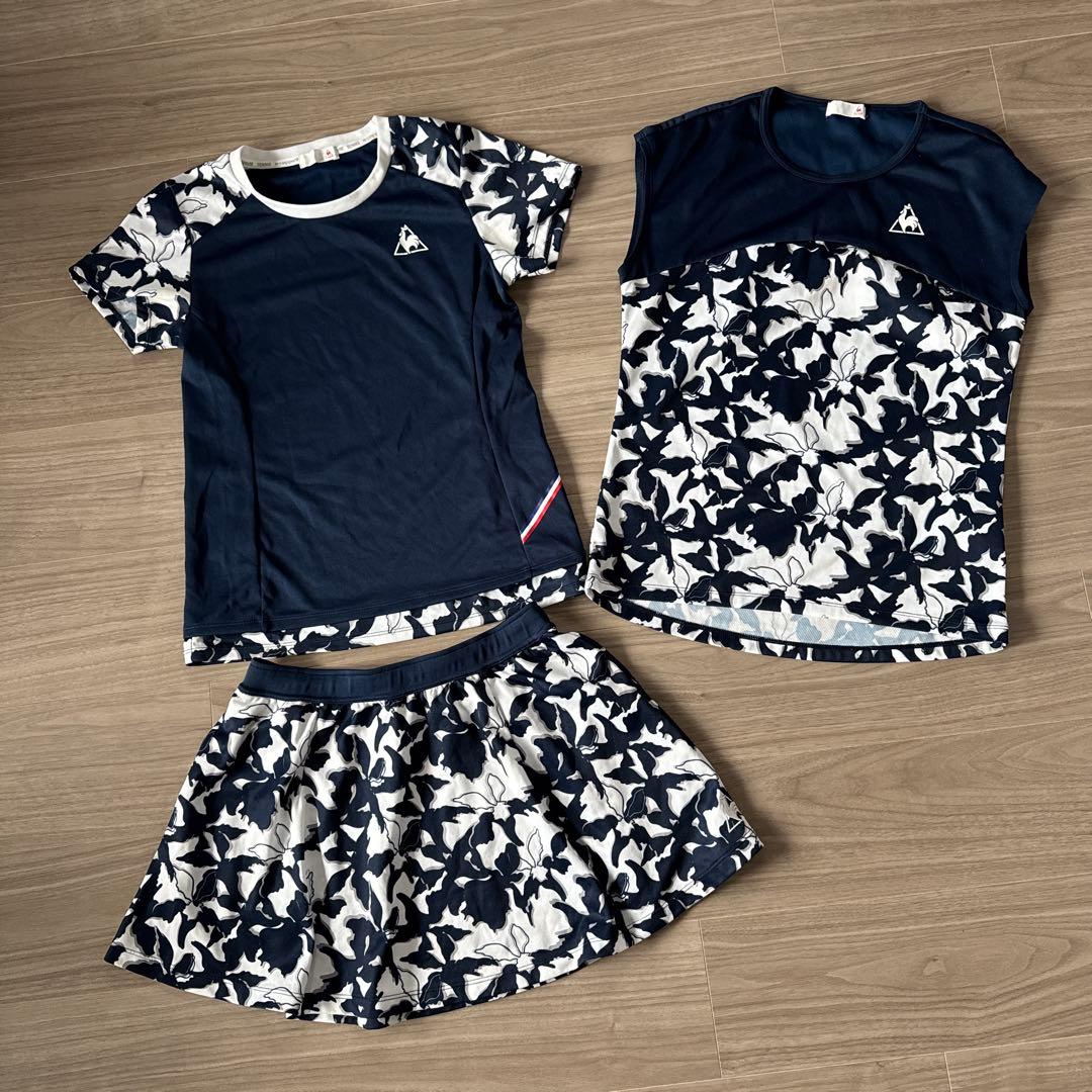 ルコック レディーステニスウェアセット ネイビー/ホワイト 花柄 楽天市場】テニス ルコック JTA公認 リバーシブルゲームスコート