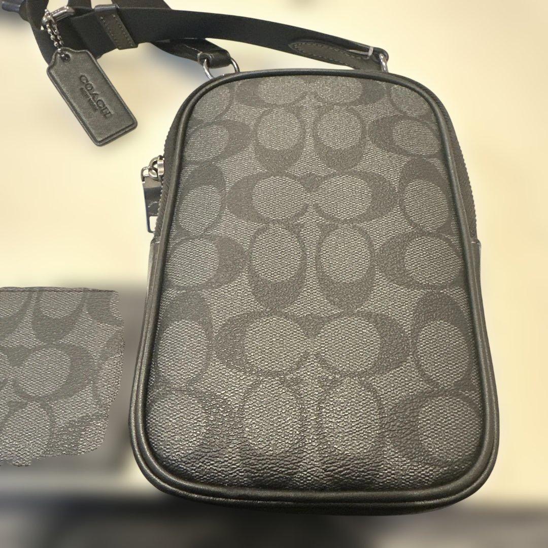 美品　COACH ショルダーバッグ ブラック コーチ アウトレット COACH ショルダーバッグ シグネチャー ブラウン