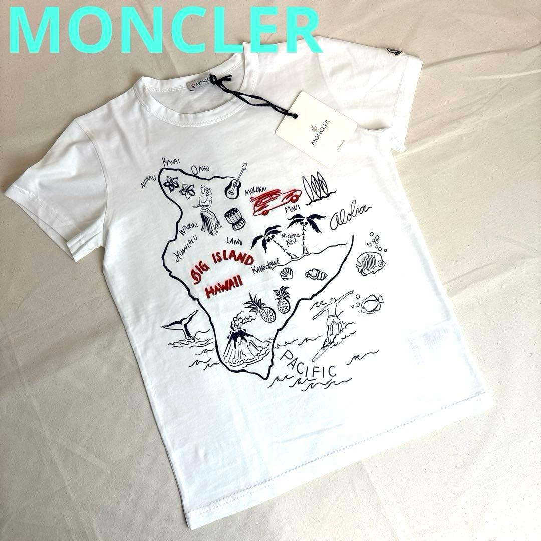 MONCLER Tシャツ　キッズ　　白　ハワイ島デザインプリント Moncler Enfant logo-patch T-shirt | White | FARFETCH