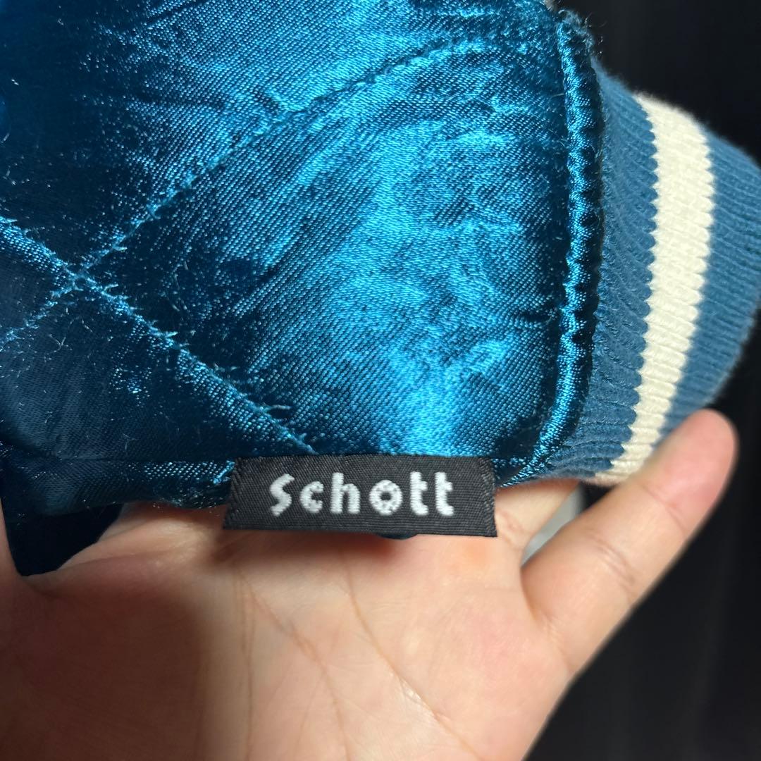 Schott×FTCリバーシブルスカジャン 青/白 鷲刺繍 Schott×FTC