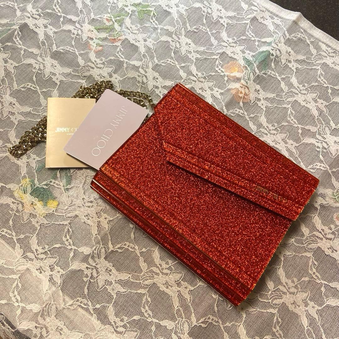 JIMMY CHOO ジミーチュウ クラッチバッグ CANDYショルダーバッグ JIMMY CHOO ジミーチュウ CANDY グリッタークラッチバッグ チェーン