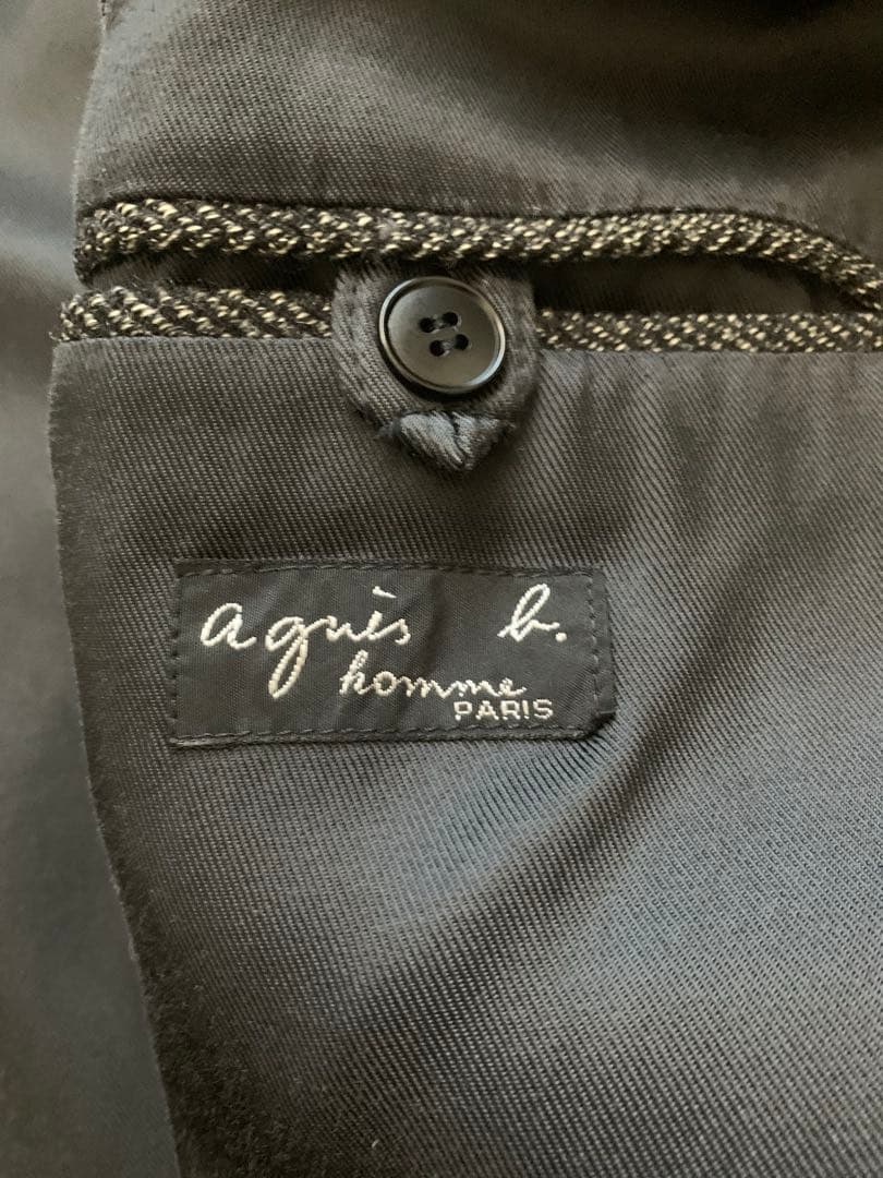 フランス製 agnes b アニエスべー ヘリンボーン ステンカラーコート