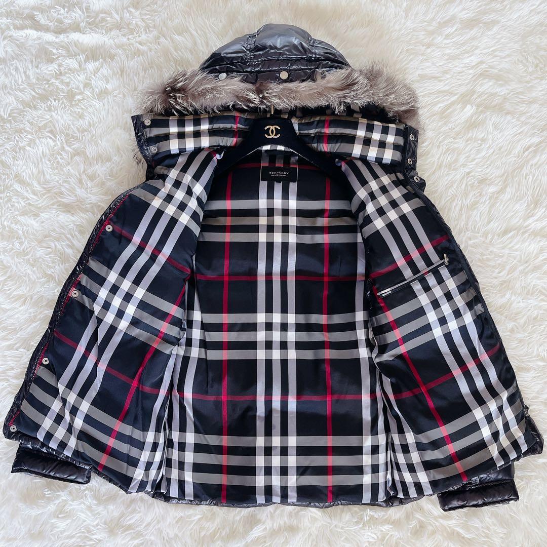 バーバリーブラックレーベル】ダウンジャケット フォックスファー 黒 L