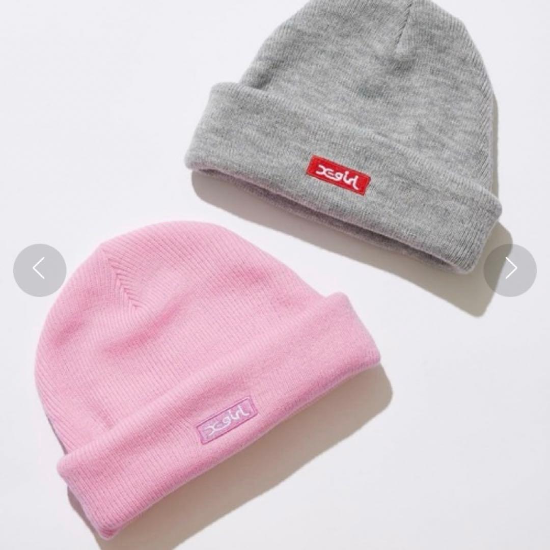 新品タグ付】X-girl エックスガール 3wayニット帽 ビーニー ピンク