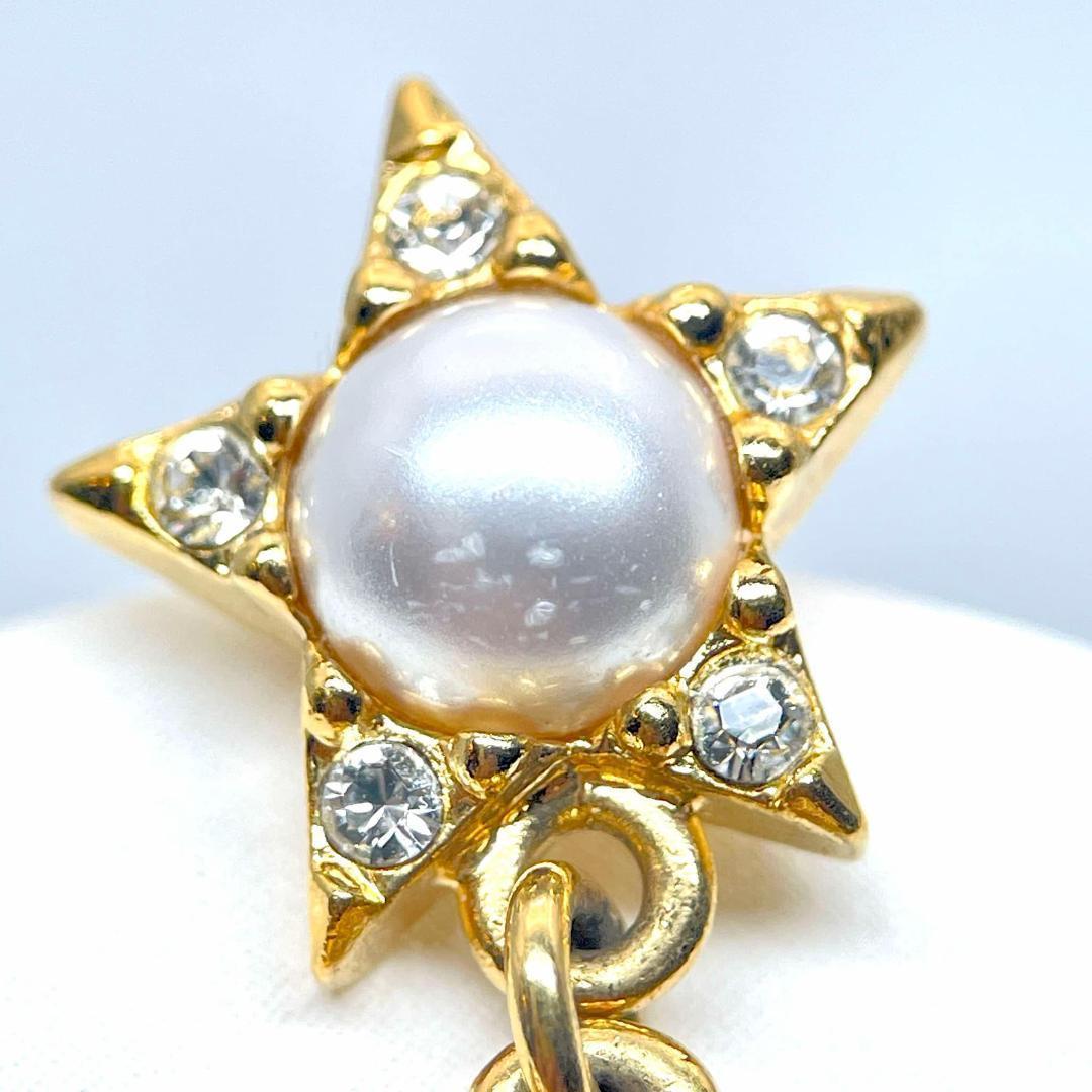 片耳のみ シャネル フェイクパール ラインストーン ピアス ココマーク GP