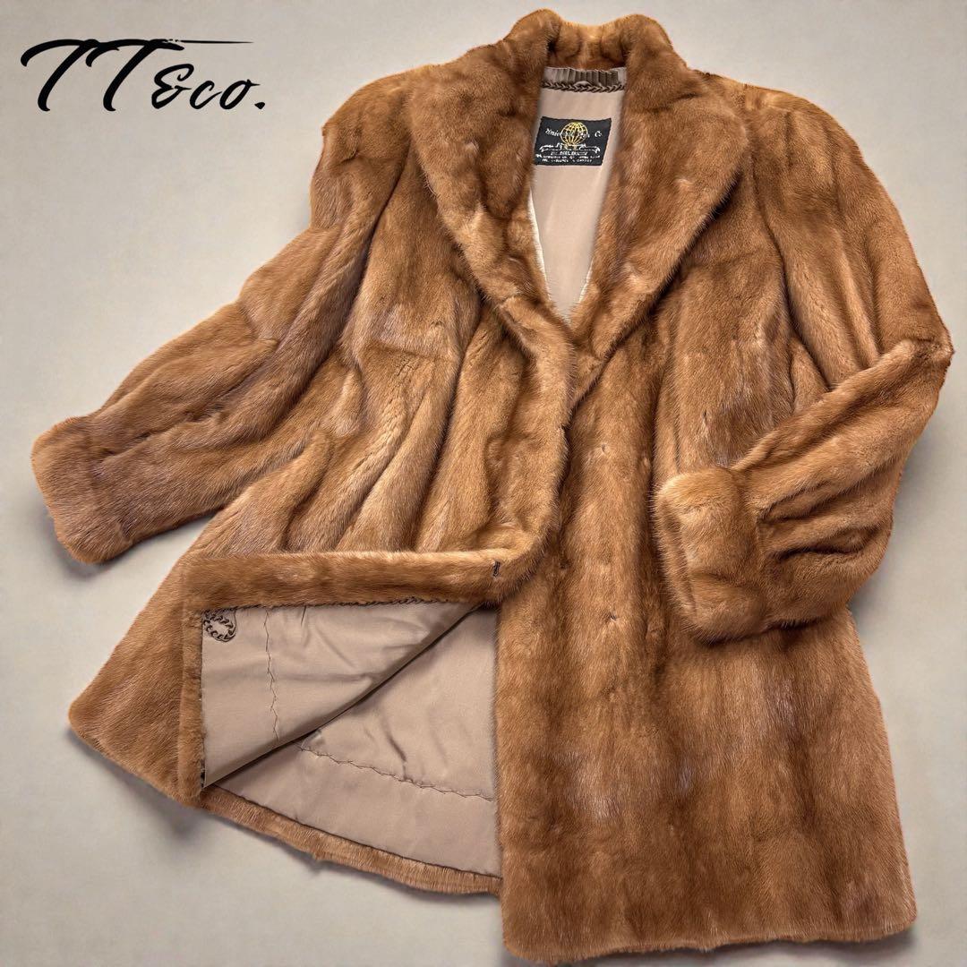 大きいサイズ　毛皮コート　リアルファー　ミンク　襟付き　11号　L　毛並み◎ ファーコート レディース 毛皮コート ミンク レディースファー