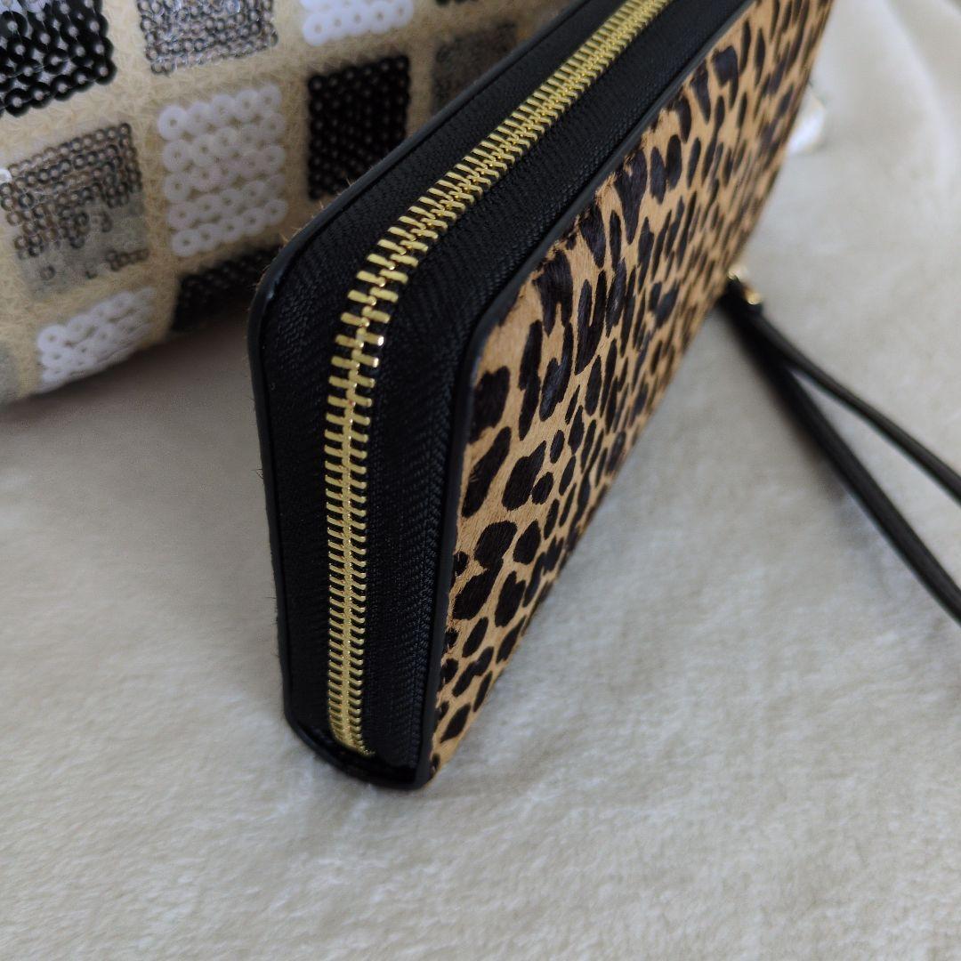 新品 マイケルコース 長財布 豹柄 レオパード ハラコ素材 レア