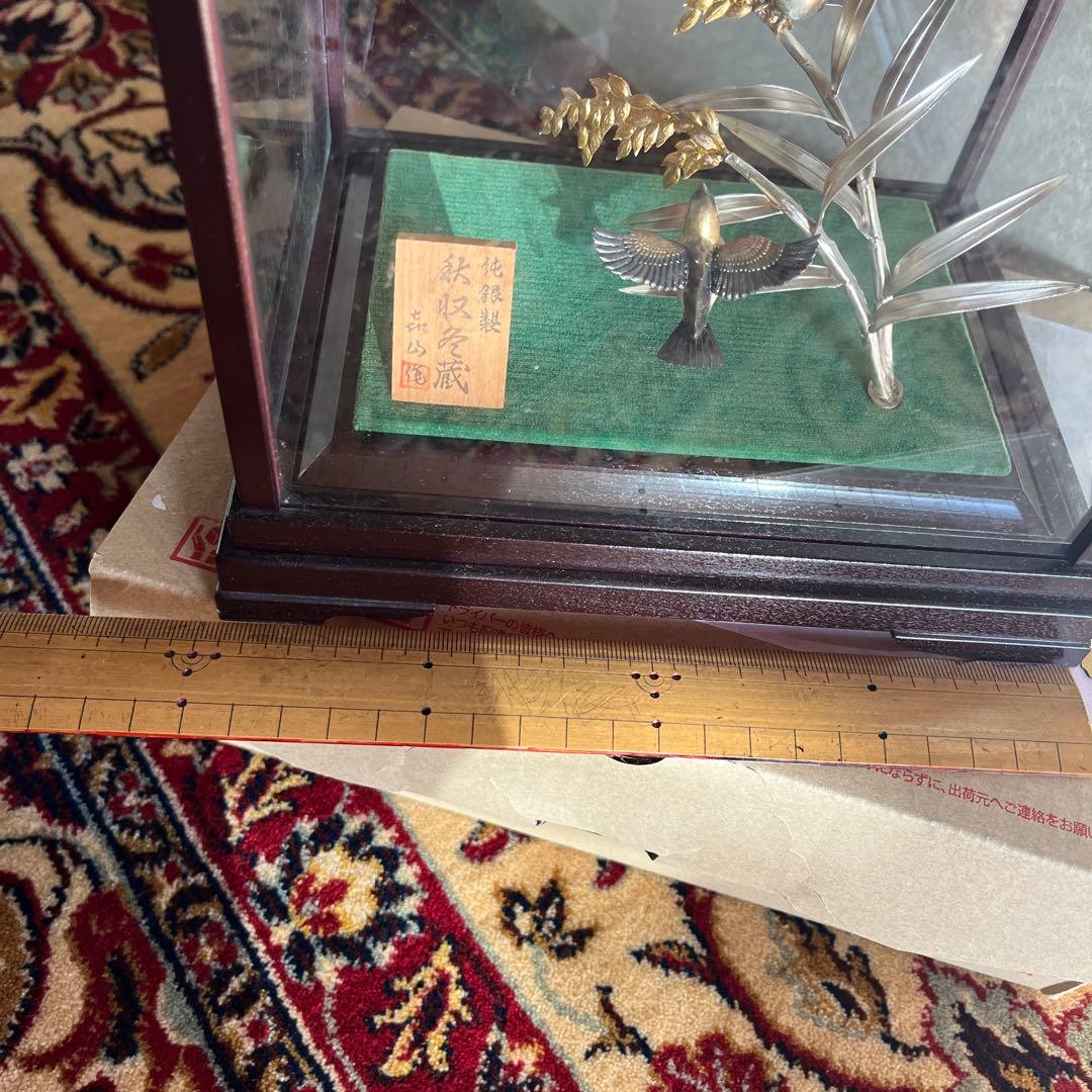 純銀製　稲穂　すずめ2羽