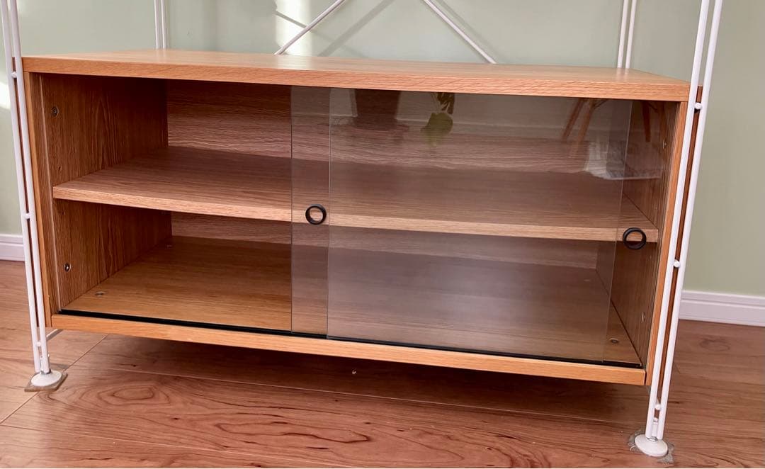 スチールユニットシェルフ用・ボックス・ガラス引き戸・オーク材