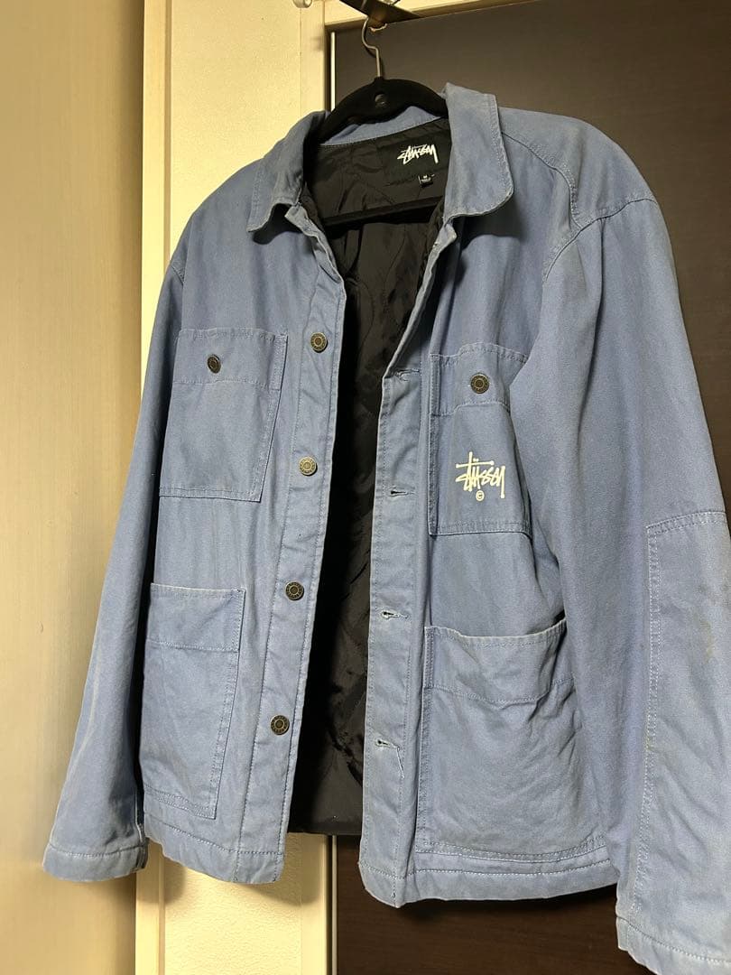 Stussy 青 カバーオール ジャケット　Mサイズ 中古・古着通販】stussy (ステューシー) カバーオール ネイビー サイズ