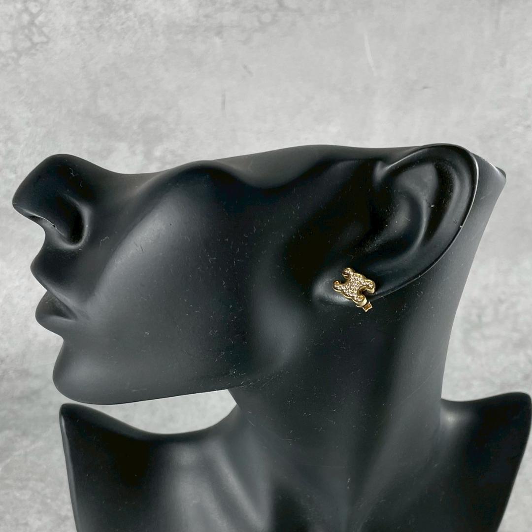 現行　CELINE　セリーヌ　トリオンフ　ラインストーン　ピアス　ゴールド　金色 現行 CELINE セリーヌ トリオンフ ラインストーン ピアス ゴールド