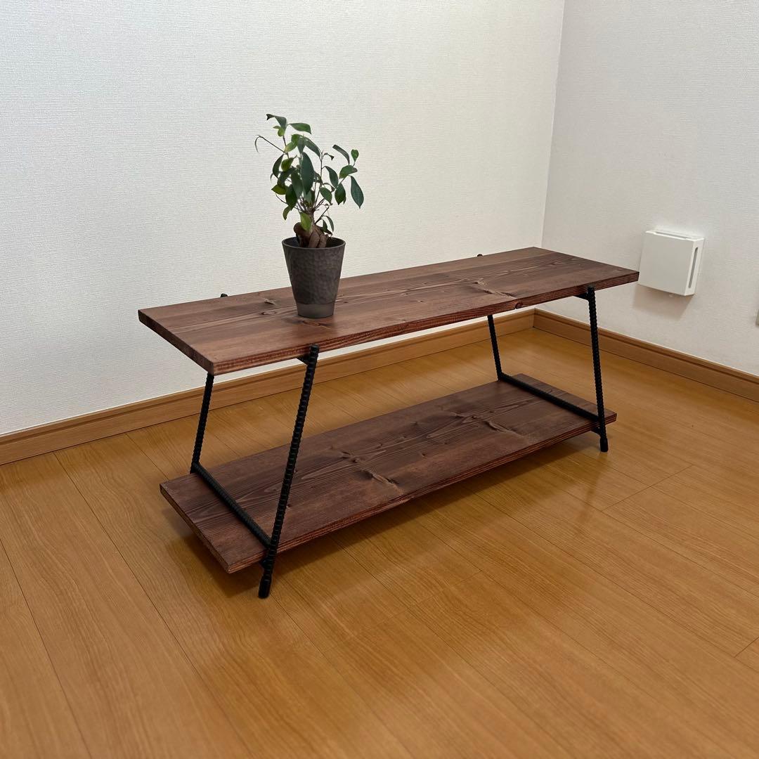 アイアンローテーブル　アイアンシェルフ　ローボード　什器　テキーラレッグ　板付 2段シェルフ アイアンレッグ テキーラレッグ アイアンラック アイアン