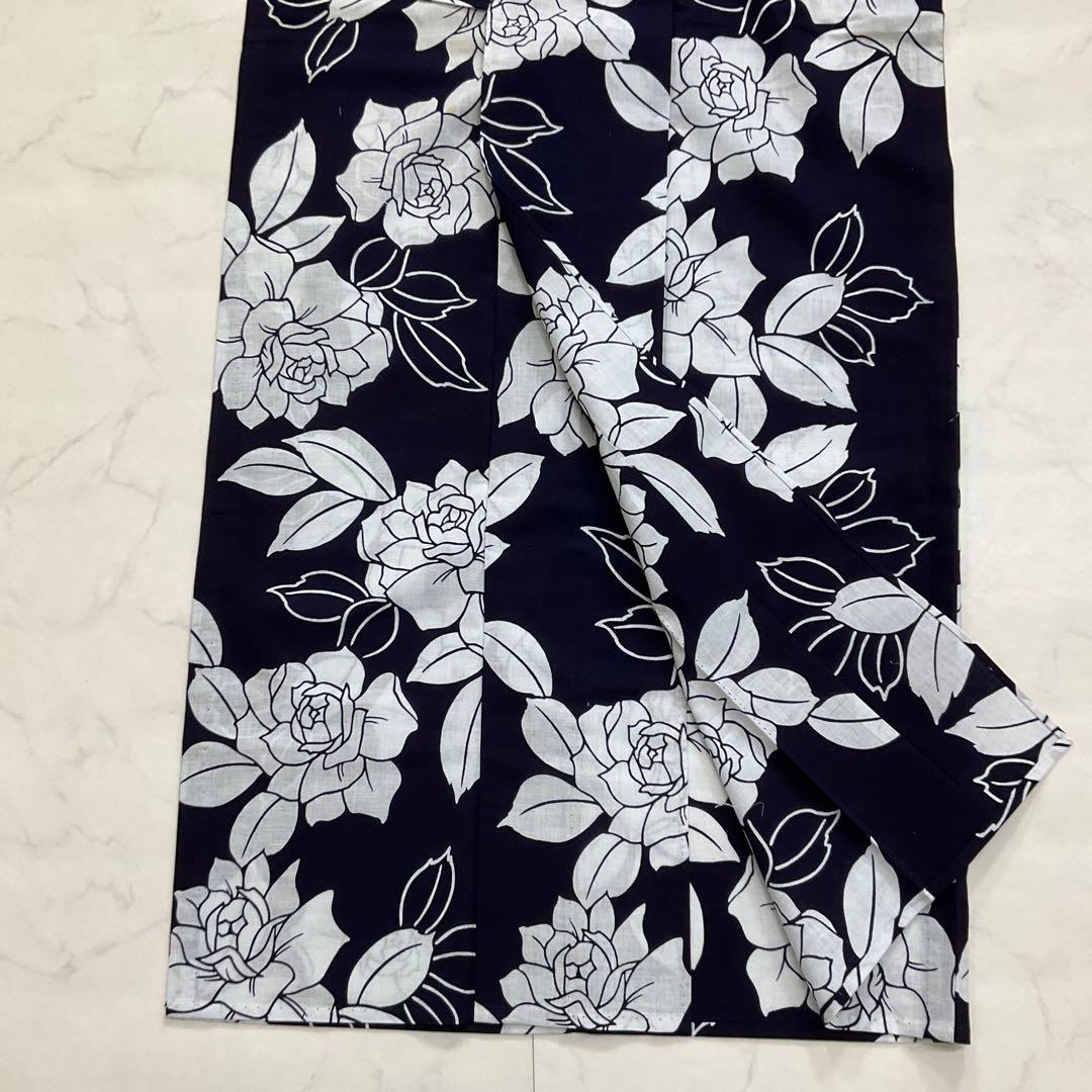 ◆未使用同然◆最高級注染本染◆浴衣◆薔薇◆木綿◆仕付◆裄67丈161.5