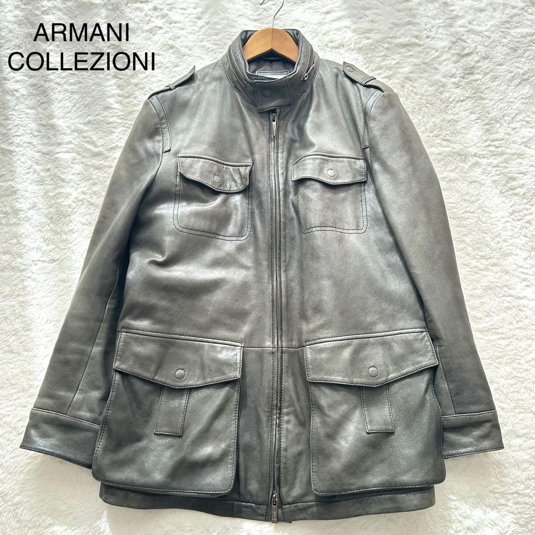 ARMANI COLLEZIONI 羊革 フーデッド レザージャケット 48 EMPORIO ARMANI（レザージャケット）のフリマアイテム一覧