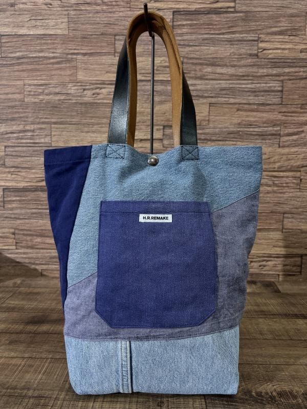 一点モノ H.R.REMAKE 解体 再構築 レザー デニム トート バッグ