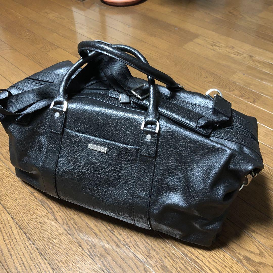 ブルックスブラザーズ ボストンバッグ ブラックレザー - メルカリ