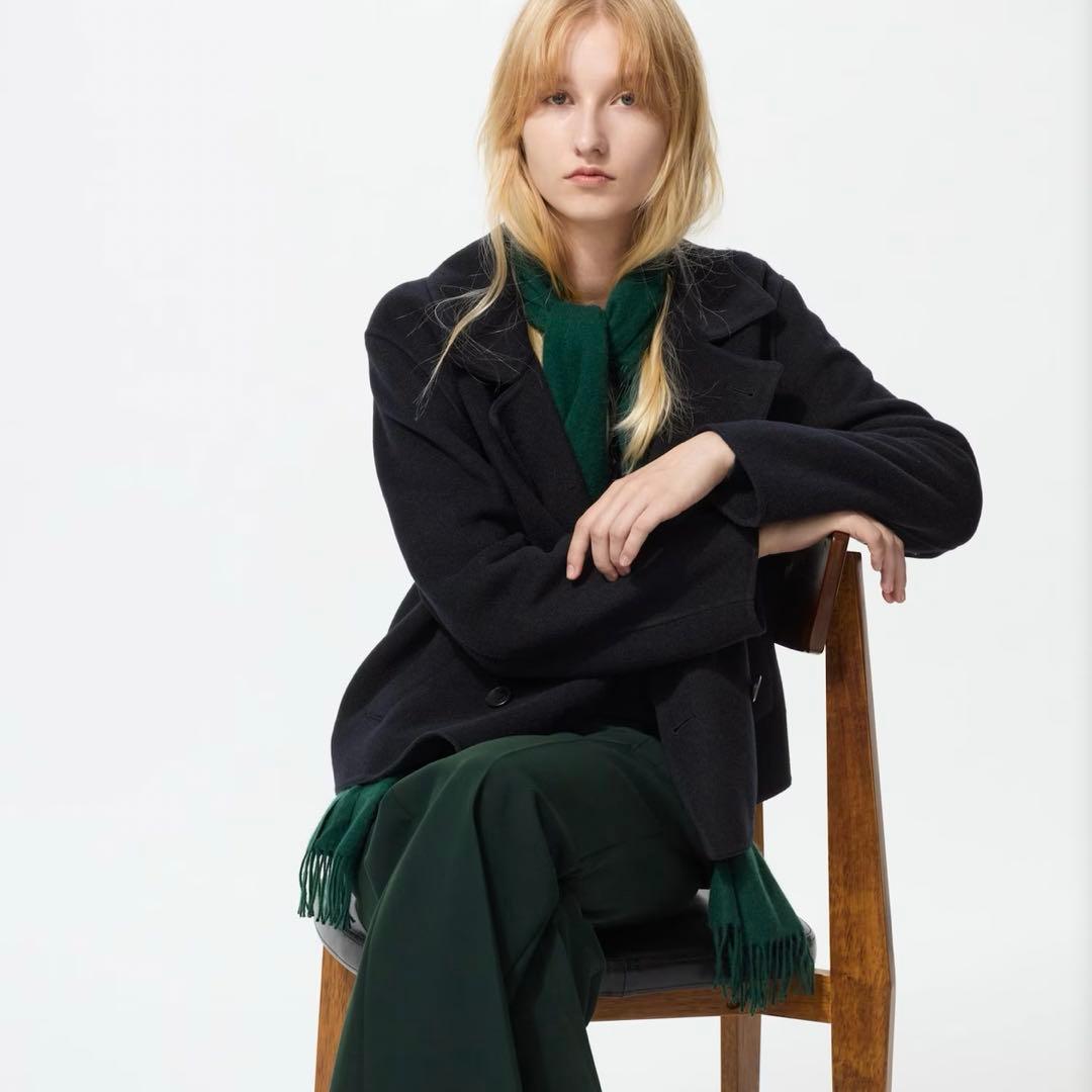 ダブルフェイスショートコートリラックスフィット ネイビー L uniqlo_jp 気になってた🧥 #ダブルフェイスショートコートリラックス