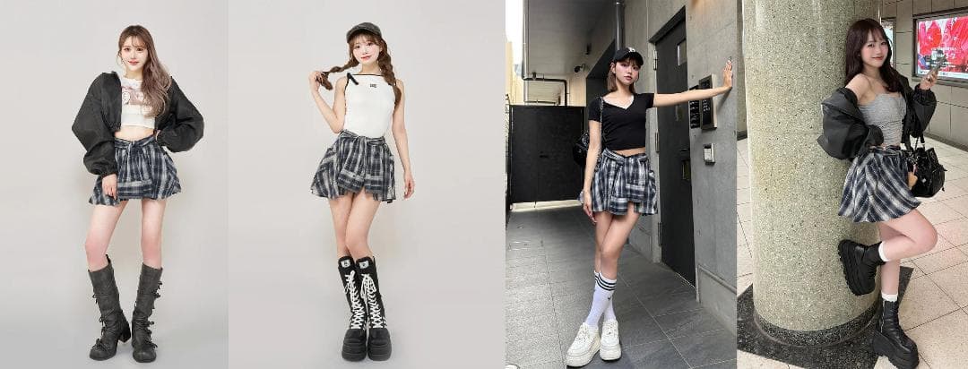 ダーリッチ darich レイヤードチェックショートパンツ ネイビー FL