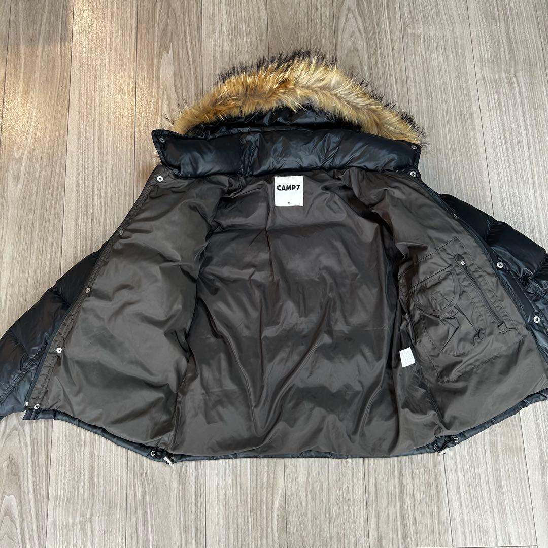 y2k CAMP7リアルファーダウン 光沢✨グランジ 肉厚 短丈 お兄系 S 黒