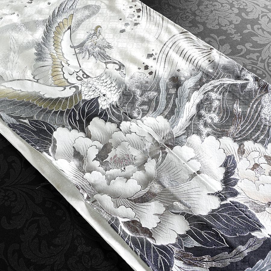 専用 ご予約 振袖単品 未仕立て 仮絵羽 関芳 龍 鳳凰 牡丹 墨色 成人式