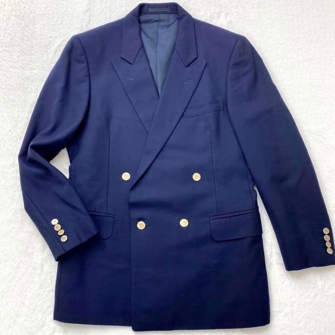 【なかじん！】バーバリーズ ジャケット L ダブルブレスト 紺ブレ 希少】バーバリーズ セットアップ ネイビー 紺ブレ 金ボタン ダブル