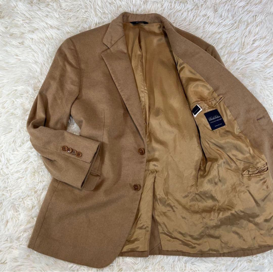イタリア製✨ブルックスブラザーズ　テーラードジャケット　キャメル生地　L相当 キャメルヘア シングル2ボタン ピークドラペルジャケット | Brooks