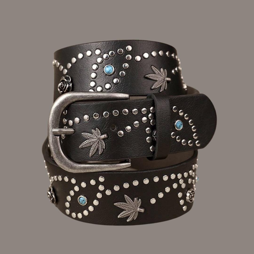 スタッズベルト ターコイズベルト y2k ウェスタン アメカジ レザー