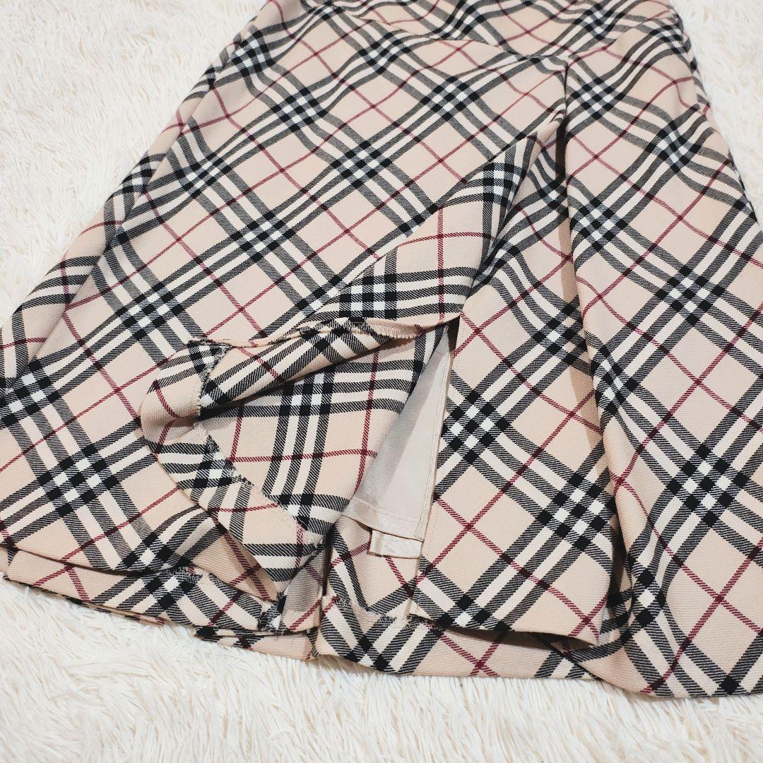 バーバリー ブルーレーベル フレアスカート ノバチェック 三陽商会 36