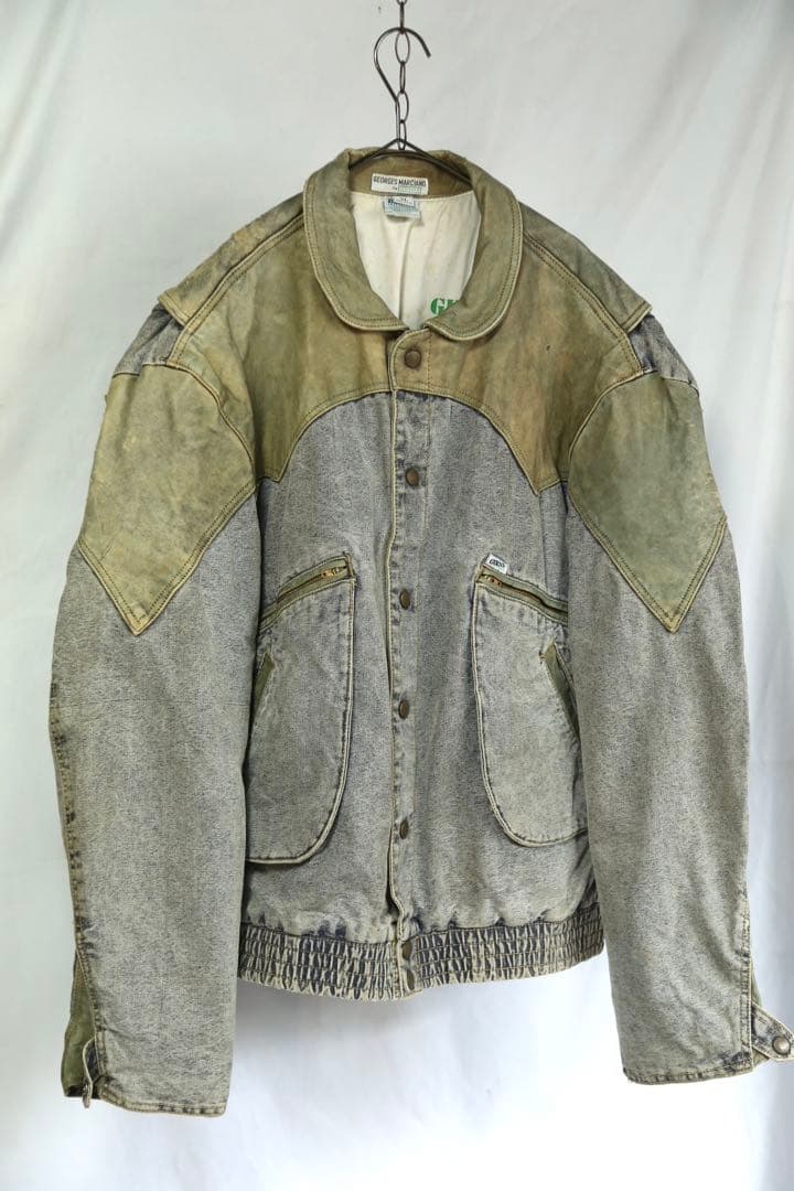 GUESS 1986's デニム×レザージャケットXL バックトゥザフューチャー